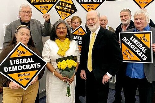 Smita Rajesh, Mike Hibbs and Lib Dem Campaigners