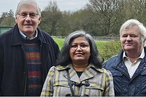 Cllr Alan Dean, Smitha Rajesh & Cllr Geoffrey Sell at Stansted sewage works